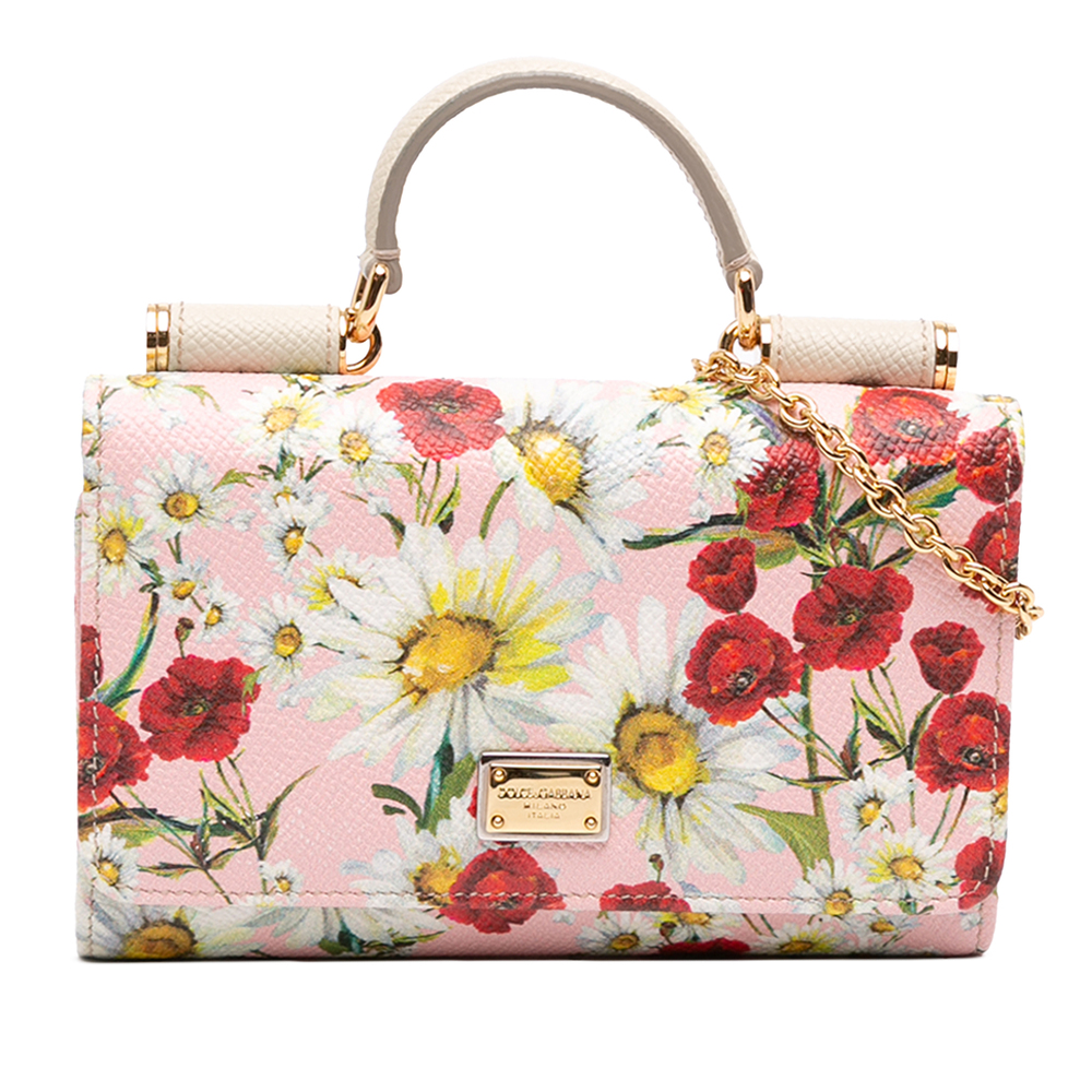 Pre-Loved Dolce & Gabbana Mini Leather Floral Von Miss Sicily Satchel